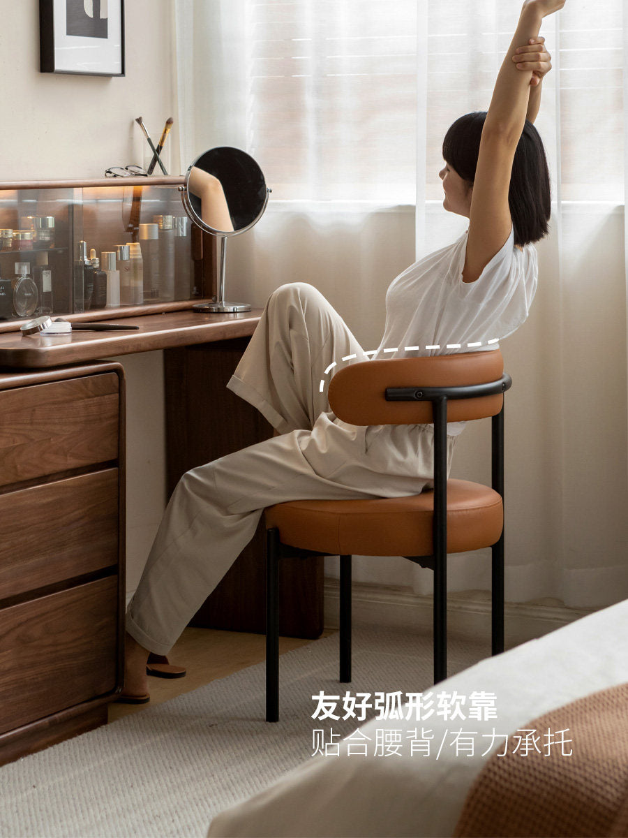 Bauhaus Vanity Chair for Bedroom Makeup Table, White Backrest Chair for Dressing Room